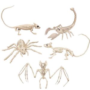 halloween animal skeleton 5 pack decorations-9"-15" each-weather resistant yard fall decorations-graveyard prop for haunted house party decor and indoor/outdoor use, school classroom decoration
