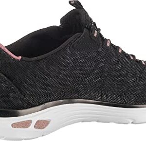 Skechers Women's Empire D'lux-Spotted Sneaker, Black/Rose/Gold, 7.5 M US