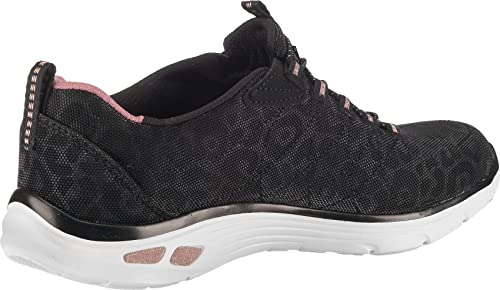 Skechers Women's Empire D'lux-Spotted Sneaker, Black/Rose/Gold, 7.5 M US