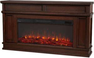 torrey 60" landscape electric fireplace tv stand in dark walnut by real flame