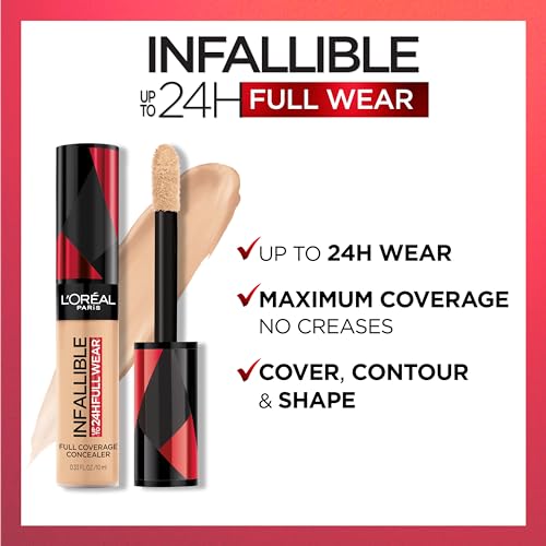 L'Oreal Paris Makeup Infallible Full Wear Waterproof Matte Concealer, Full Coverage, Fawn, 0.33 fl. oz.