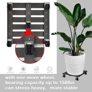 CERBIOR Plant Caddy Heavy Duty Plant Pot with 5 Rolling Wheels Indoor/Outdoor Holds up to 14 Inches and 150 Lbs Strong and Sturdy Design (14 Inch Square, Charcoal)