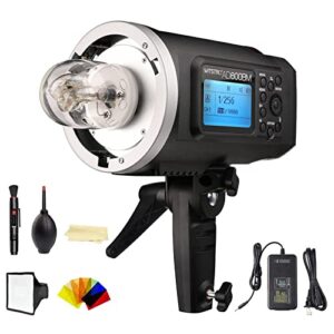 godox ad600bm bowens mount 600ws gn87 high speed sync outdoor flash strobe light with 2.4g wireless x system, 8700mah battery to provide 500 full power flashes recycle in 0.01-2.5 second