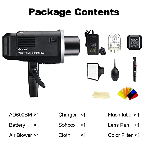 Godox AD600BM Bowens Mount 600Ws GN87 High Speed Sync Outdoor Flash Strobe Light with 2.4G Wireless X System, 8700mAh Battery to Provide 500 Full Power Flashes Recycle in 0.01-2.5 Second