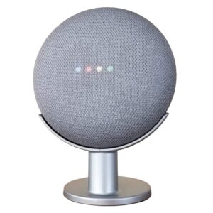 Mount Genie Pedestal for Nest Mini (2nd Gen) and Google Home Mini (1st Gen) | Improves Sound and Appearance | Cleanest Mount Holder Stand for Mini (Silver)