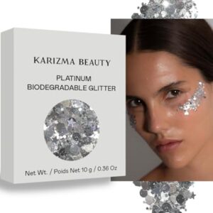 Platinum Biodegradable Chunky Glitter // Karizma Beauty Silver Bio Glitter Eco Glitter Face Glitter Festival Chunky 10g