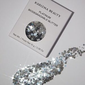 Platinum Biodegradable Chunky Glitter // Karizma Beauty Silver Bio Glitter Eco Glitter Face Glitter Festival Chunky 10g