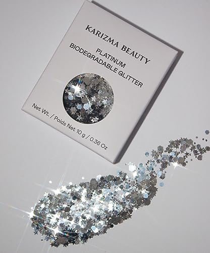 Platinum Biodegradable Chunky Glitter // Karizma Beauty Silver Bio Glitter Eco Glitter Face Glitter Festival Chunky 10g