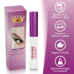 FEG Pro Advanced Specially Formulated Extra Strength Natural Eyelash Enhancer Serum for Growing Naturally Thicker, Fuller, Longer, and Seductive Eyelashes | 3ml | Stimulates Eyelash Growth