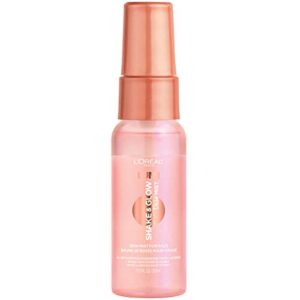 l’oréal paris makeup lumi shake and glow dew mist, hydrating and soothing face mist, prep and set makeup, energizes skin with a healthy boost of hydration, natural finish, 1 fl; oz.