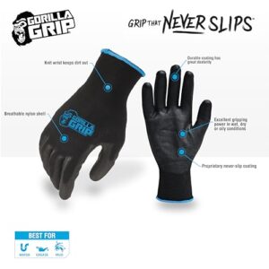 Gorilla Grip Gloves, Max Grip, All Purpose Work Gloves, Slip Resistant, Nylon Shell, X-Large, 25 Pairs