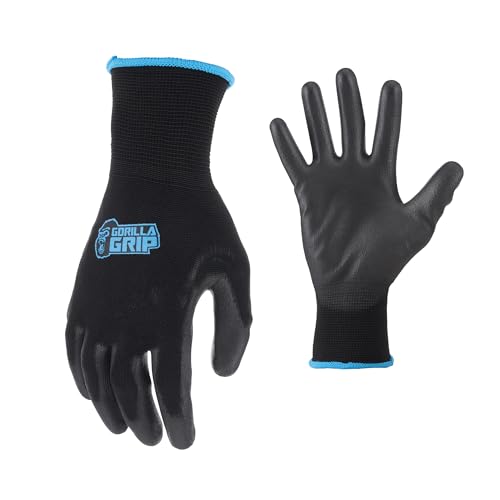 Gorilla Grip Gloves, Max Grip, All Purpose Work Gloves, Slip Resistant, Nylon Shell, Large, 25 Pairs