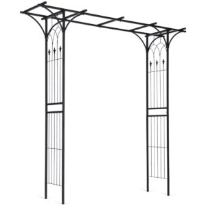 giantex garden arbor wedding arch for ceremony party, metal trellis archway for climbing plants rose grape vines, steel frame pergola decoration for backyard patio lawn pathway, easy to assemble