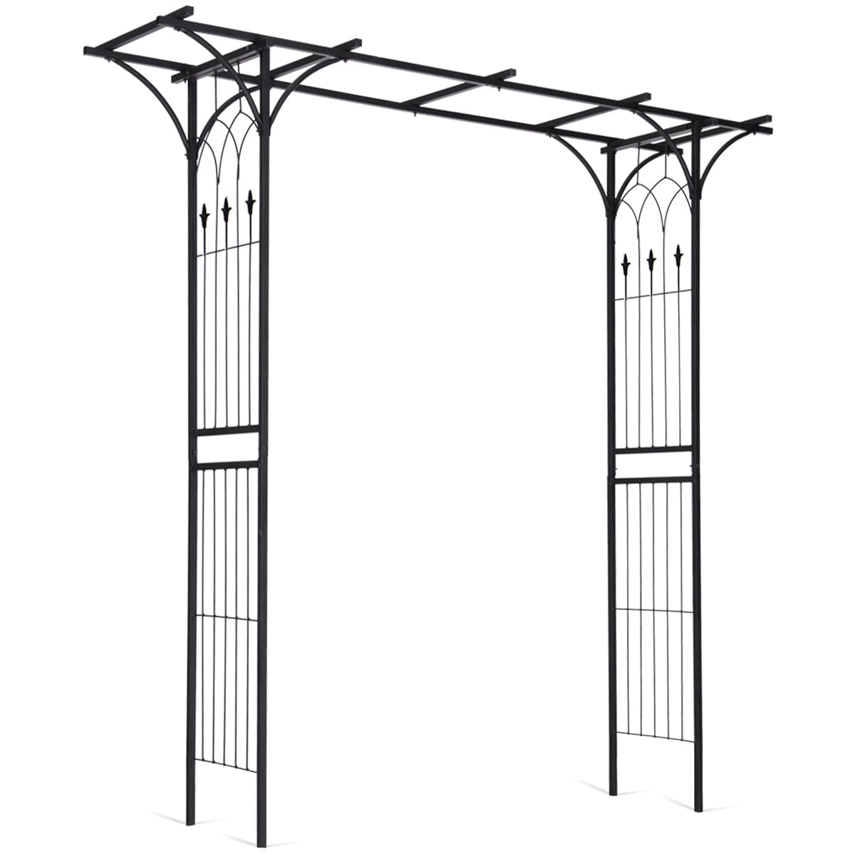 Giantex Garden Arbor Wedding Arch for Ceremony Party, Metal Trellis Archway for Climbing Plants Rose Grape Vines, Steel Frame Pergola Decoration for Backyard Patio Lawn Pathway, Easy to Assemble