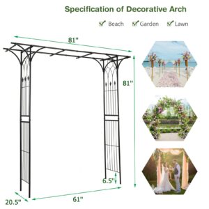 Giantex Garden Arbor Wedding Arch for Ceremony Party, Metal Trellis Archway for Climbing Plants Rose Grape Vines, Steel Frame Pergola Decoration for Backyard Patio Lawn Pathway, Easy to Assemble