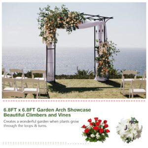 Giantex Garden Arbor Wedding Arch for Ceremony Party, Metal Trellis Archway for Climbing Plants Rose Grape Vines, Steel Frame Pergola Decoration for Backyard Patio Lawn Pathway, Easy to Assemble