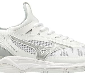 Mizuno Women's Wave Luminous Volleyball Shoe, white-silver, 6 B US