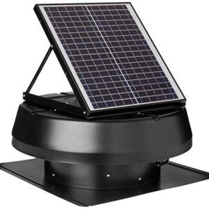 iLIVING HYBRID Ready Smart Thermostat Solar Roof Attic Exhaust Fan, 14", 1750 CFM, 2500 Coverage Area, Black