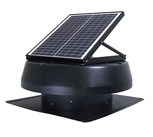 iLIVING HYBRID Ready Smart Thermostat Solar Roof Attic Exhaust Fan, 14", 1750 CFM, 2500 Coverage Area, Black