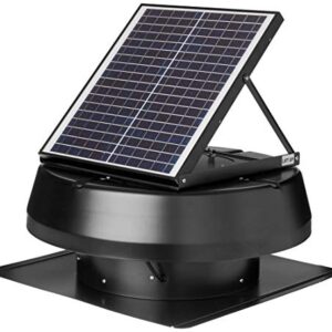 iLIVING HYBRID Ready Smart Thermostat Solar Roof Attic Exhaust Fan, 14", 1750 CFM, 2500 Coverage Area, Black