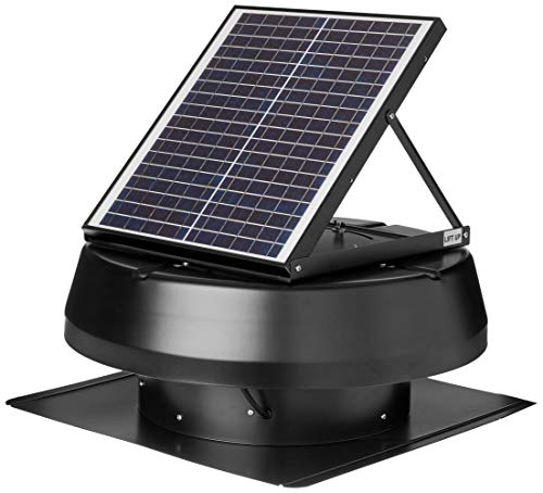 iLIVING HYBRID Ready Smart Thermostat Solar Roof Attic Exhaust Fan, 14", 1750 CFM, 2500 Coverage Area, Black