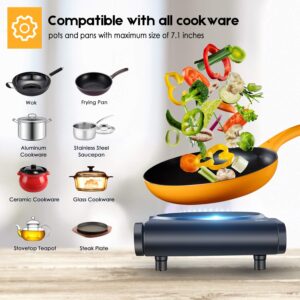 Cusimax Portable Electric Stove, 1200W Infrared Single Burner Heat-up In Seconds, 7 Inch Ceramic Glass Single Hot Plate Cooktop for Dorm Office Home Camp, Compatible w/All Cookware - Upgraded Version