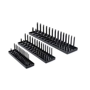 gearwrench 3 pc. 1/4", 3/8" & 1/2" drive sae socket storage tray set, black - 83118