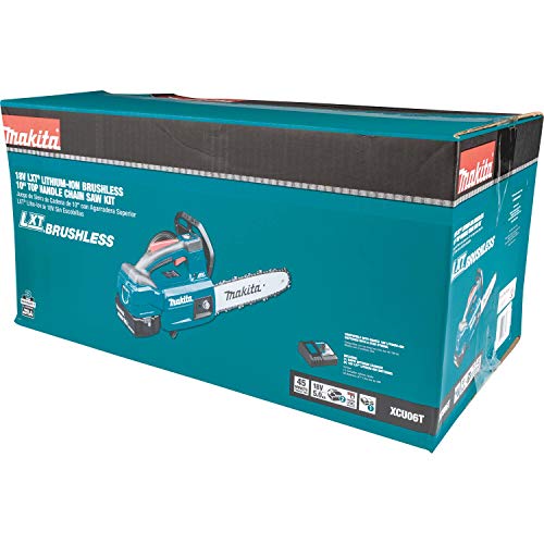 Makita XCU06T 18V LXT Lithium-Ion Brushless Cordless (5.0Ah) 10" Top Handle Chain Saw Kit, Teal