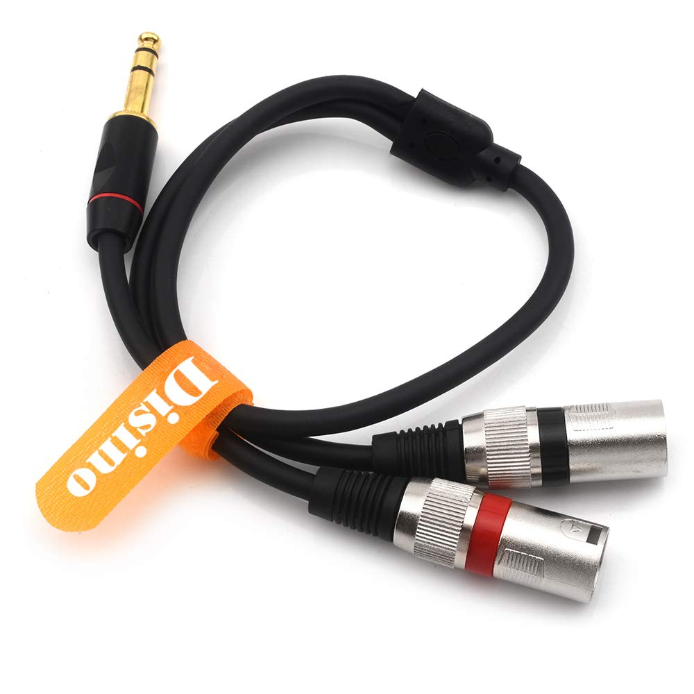 DISINO 1/4 TRS to Dual XLR Male Y-Splitter Stereo Breakout Cable 1/4 inch(6.35mm) to 2 XLR Patch Cable - 10 FT/3m