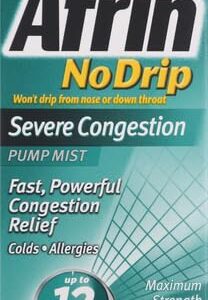 Afrin No Drip Severe Congestion Maximum Strength Nasal Spray - 12 Hour Nasal Spray Relief for Nose Congestion, Nasal Swelling, and Allergies - 2 x 0.5 Fl Oz Bottles - Pack of 1