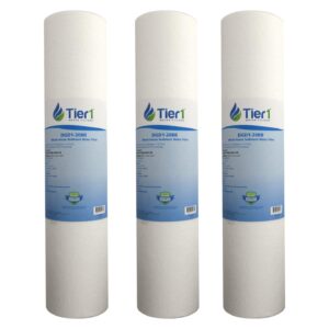 tier1 1 micron 20 inch x 4.5 inch | 3-pack spun wound polypropylene whole house sediment water filter replacement cartridge | compatible with pentek dgd-2501-20, 155360-43, p1-20bb, home water filter
