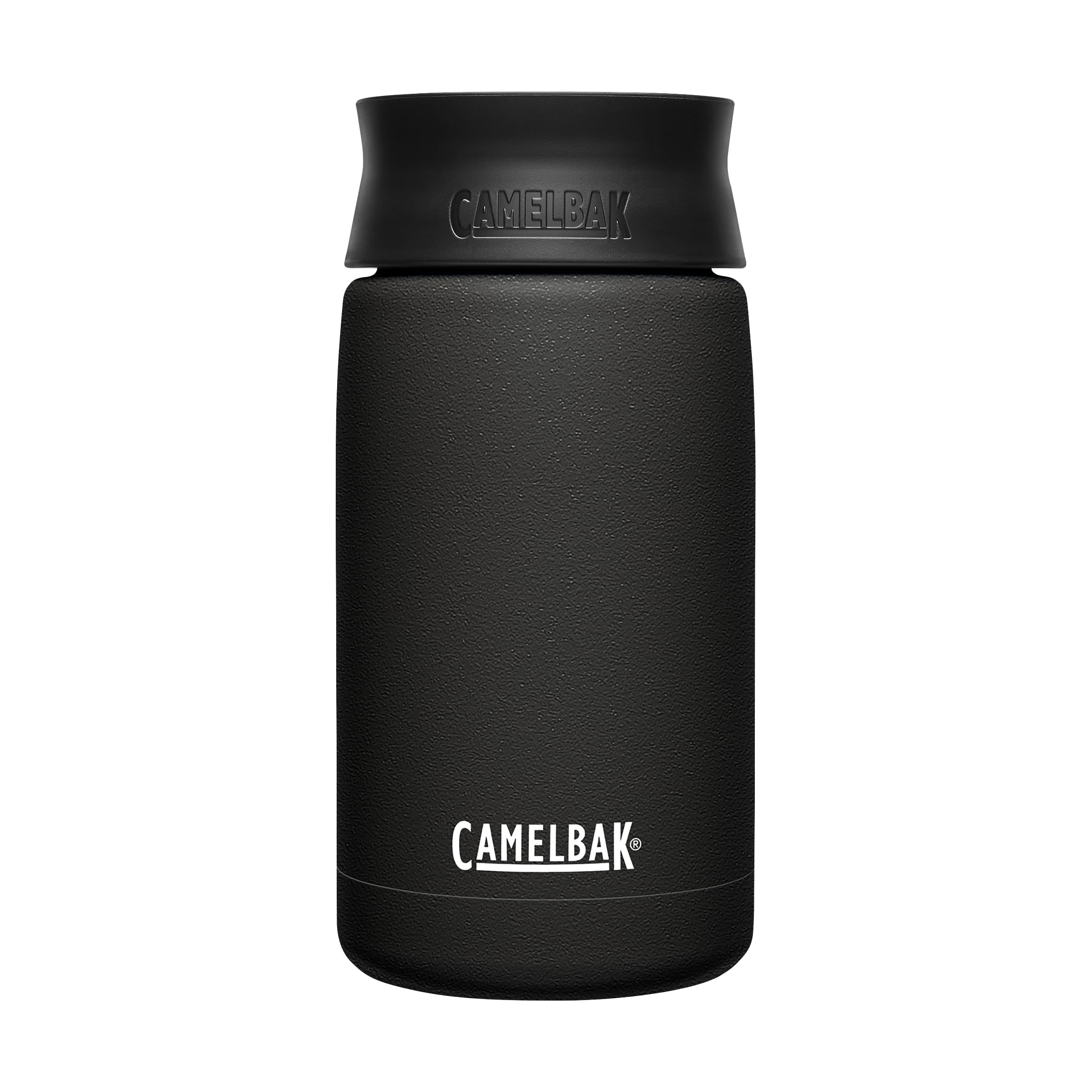 CamelBak Hot Cap Travel Mug, Insulated Stainless Steel, Perfect for taking coffee or tea on the go - Leak-Proof when closed - 12oz, Black