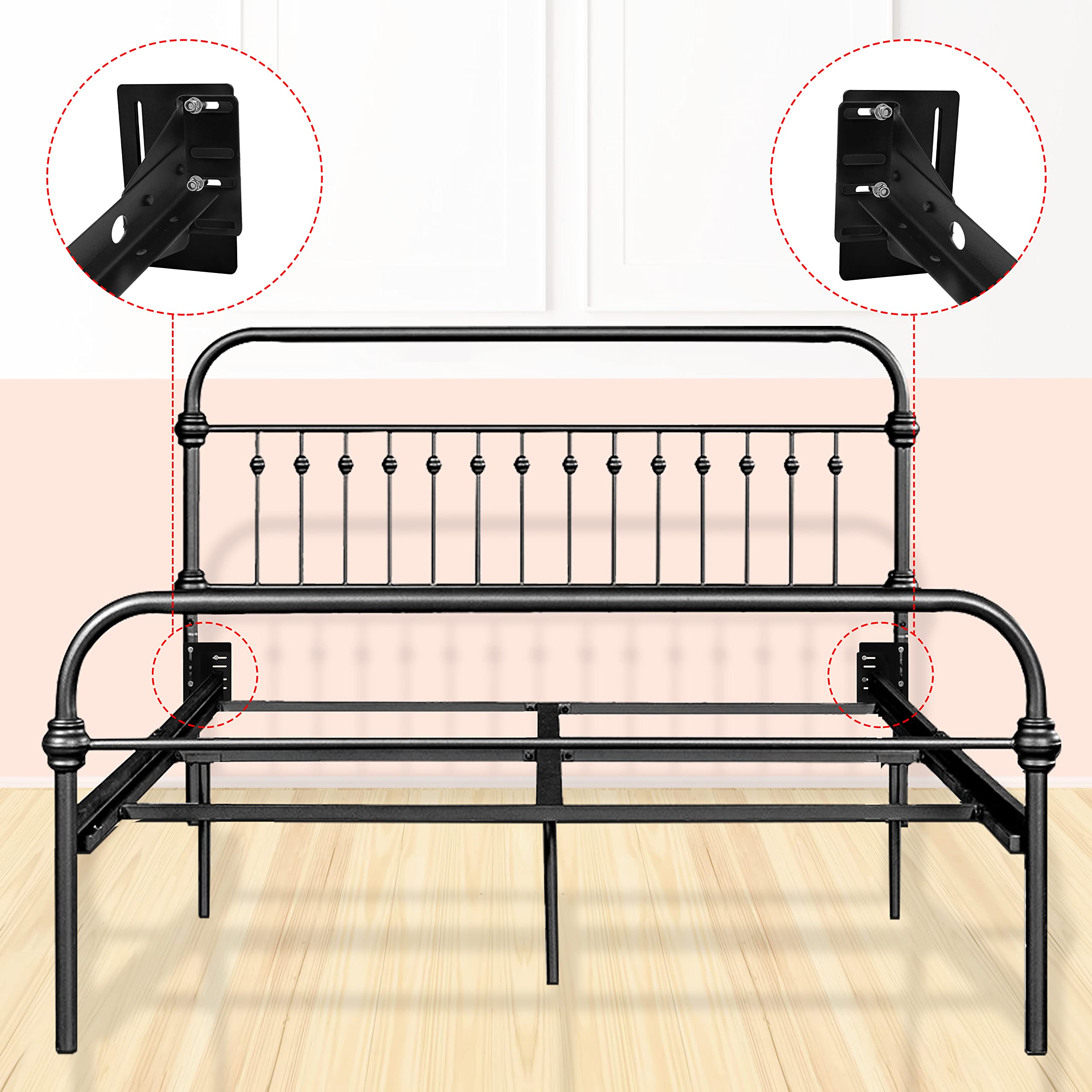 2 Pcs Bed Frame Headboard Modification Plate Designed to Attach Bolt-on headboard Vertical Brackets,Fit for Extra Heavy Duty Headboard.