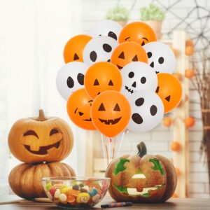 Whaline 60Pcs Halloween Balloons 12 Inches Latex Balloons 6 Styles Halloween Pumpkin and Ghost Balloon Party Decoration Supplies