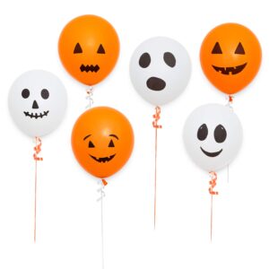 Whaline 60Pcs Halloween Balloons 12 Inches Latex Balloons 6 Styles Halloween Pumpkin and Ghost Balloon Party Decoration Supplies