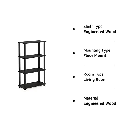 Furinno Turn-N-Tube 4-Tier Multipurpose Shelf Display Rack, Square Tube, Americano/Black