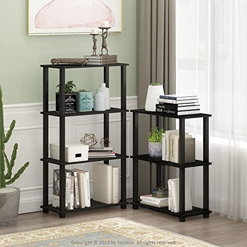 Furinno Turn-N-Tube 4-Tier Multipurpose Shelf Display Rack, Square Tube, Americano/Black