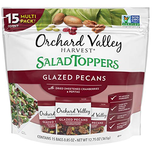 Orchard Valley Harvest Salad Toppers Glazed Pecans with Cranberries and Pepitas, 0.85 Ounce Bags (Pack of 15), Salad Toppings, Non-GMO, No Artificial Ingredients