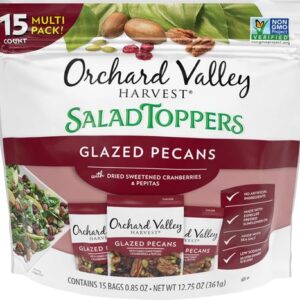 Orchard Valley Harvest Salad Toppers Glazed Pecans with Cranberries and Pepitas, 0.85 Ounce Bags (Pack of 15), Salad Toppings, Non-GMO, No Artificial Ingredients