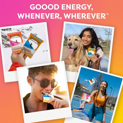 Quantum Energy Square: Energy Bar with Caffeine & 10g Protein. Delicious Healthy Snack On The Go. (Vegan, Gluten-free, Soy-free, Dairy-free). Flavor: Variety 8Pk