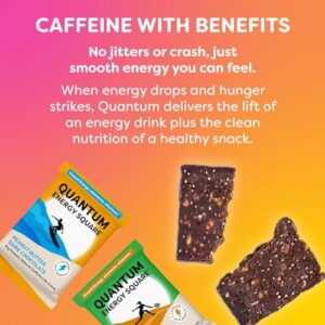 Quantum Energy Square: Energy Bar with Caffeine & 10g Protein. Delicious Healthy Snack On The Go. (Vegan, Gluten-free, Soy-free, Dairy-free). Flavor: Variety 8Pk