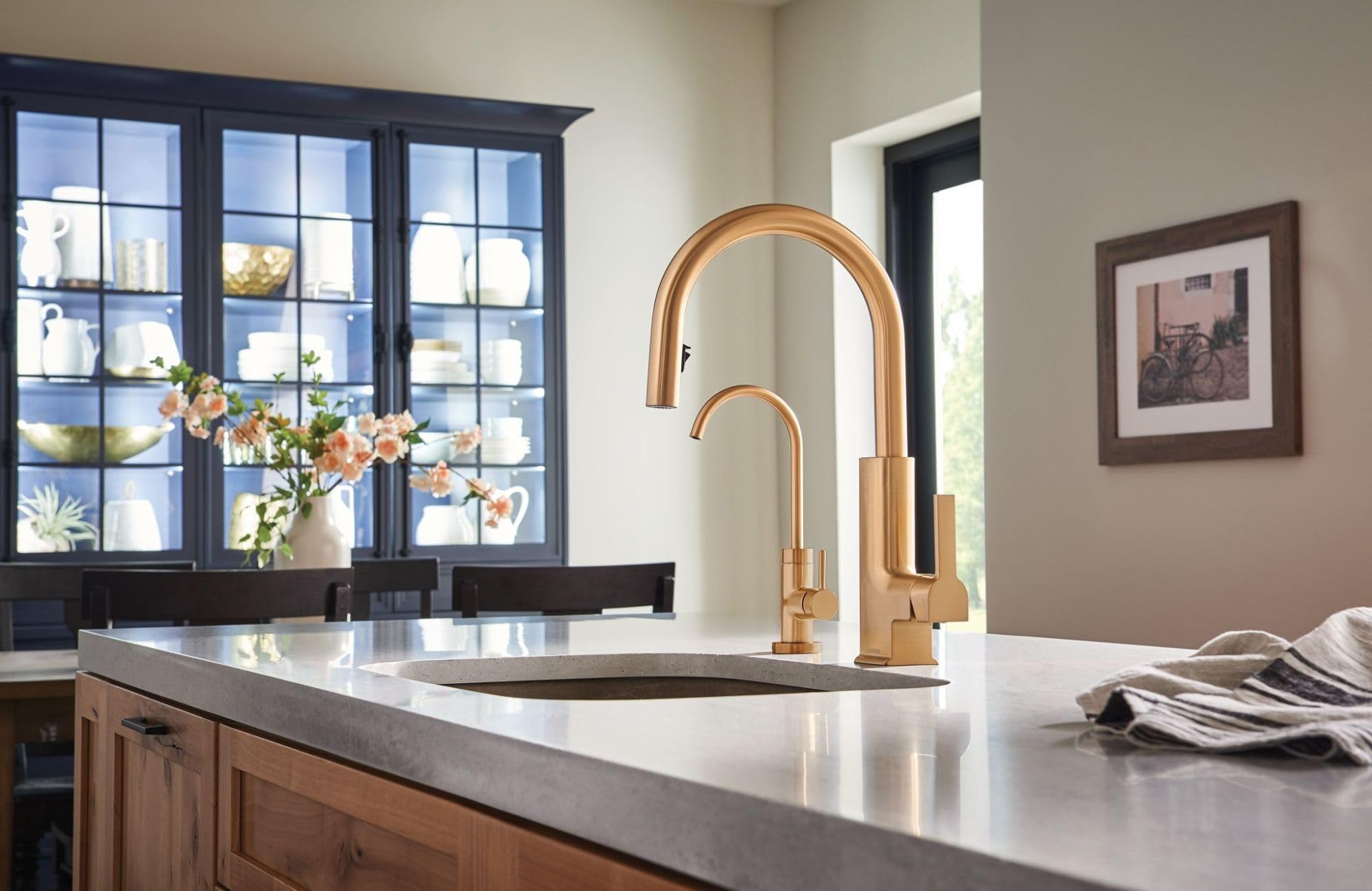 Moen Brushed Gold Sip Modern Cold Water Kitchen Beverage Faucet with Optional Filtration System, Drinking Water Faucet, S5530BG