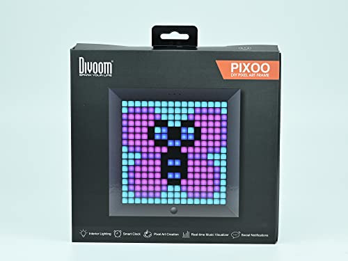 Divoom Pixoo - Pixel Art Digital Picture Frame with 16x16 LED Display APP Control - Cool Animation Frame Wall/Desk Mount for Gaming Room & Bedside Table -Black