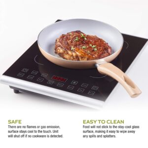 Zavor PRO Portable Induction Cooktop, Magnetic Countertop Burner with 8 Pre-sets and 325°F Temperature Range, 1800W, Black (ZSEPR01)