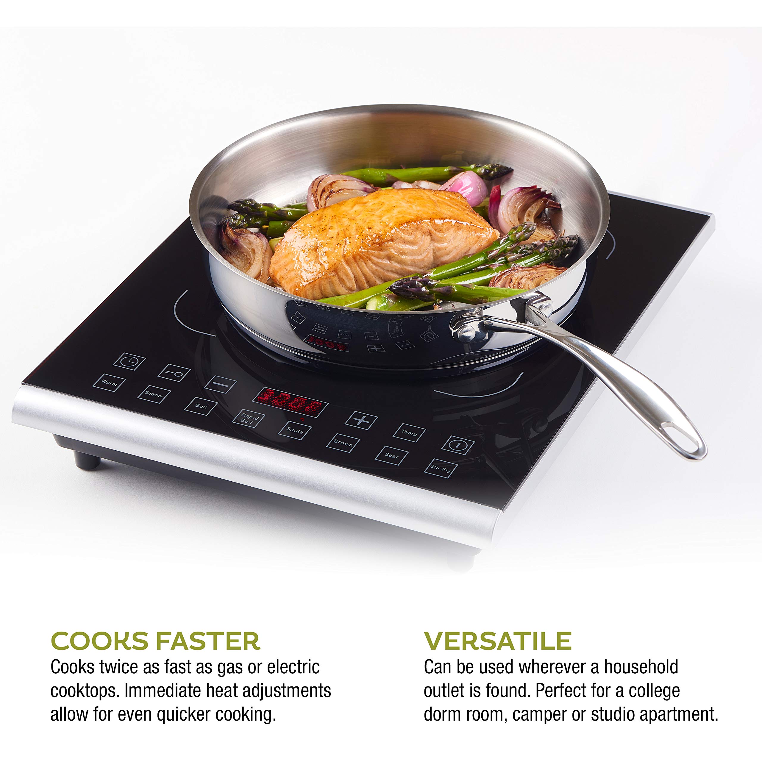 Zavor PRO Portable Induction Cooktop, Magnetic Countertop Burner with 8 Pre-sets and 325°F Temperature Range, 1800W, Black (ZSEPR01)