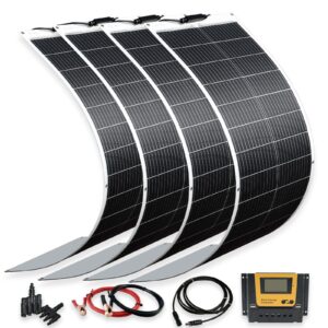 xinpuguang 100w flexible solar panels 400w 12v solar system kit monocrystalline cell module 40a controller for off grid solar battery charge for rv boat trailer cabin(400w)