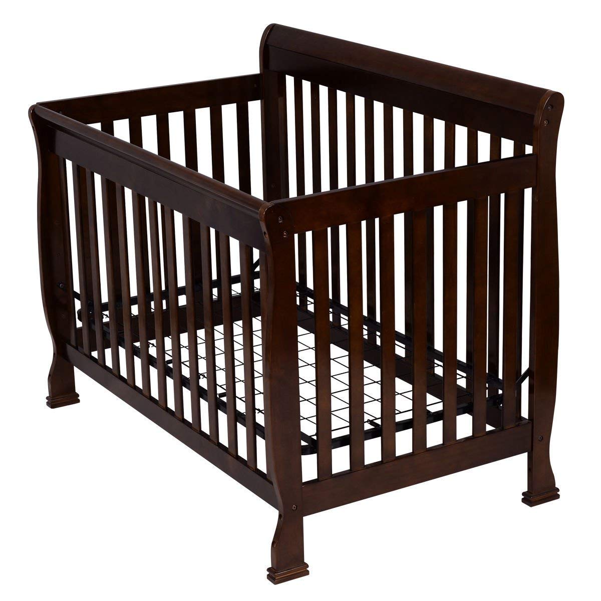 Costzon Baby Convertible Crib, Solid Wood Construction Toddler Nursery Bed (Dark Chocolate) , 53.5"(L) X 32"(W) X 41"(H)