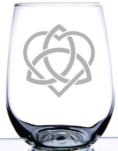 irish celtic sisterhood knot | laser etched on 15 ounce stemless wine glass | any sister will love this reminder of your bond