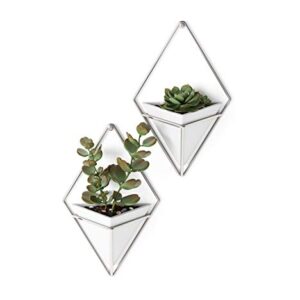 Umbra Trigg Small Wall Display, White-Nickel, Planter Pot, Indoor Outdoor Usage