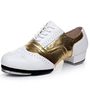 WENDYWU Dance Women's Professional Tap Shoe (White, 7)